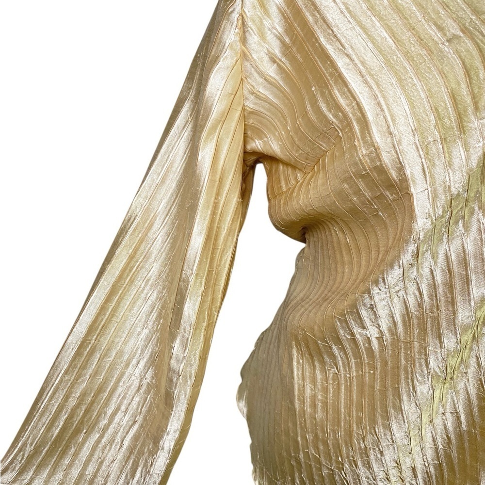 Cato Gold Pleated Women's Blouse - Picture 6 of 14